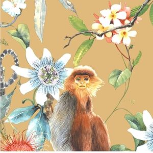 NEW Roll Of Gold Monkey And Flower Wallpaper